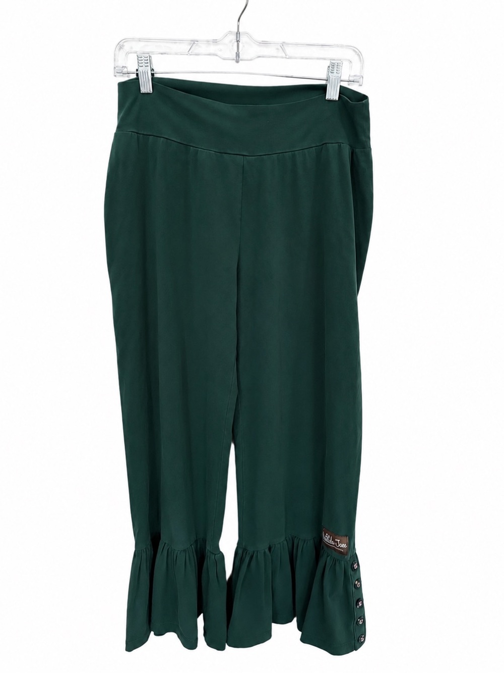 Matilda Jane Big Ruffle Cropped Pants Green Button Detail Large